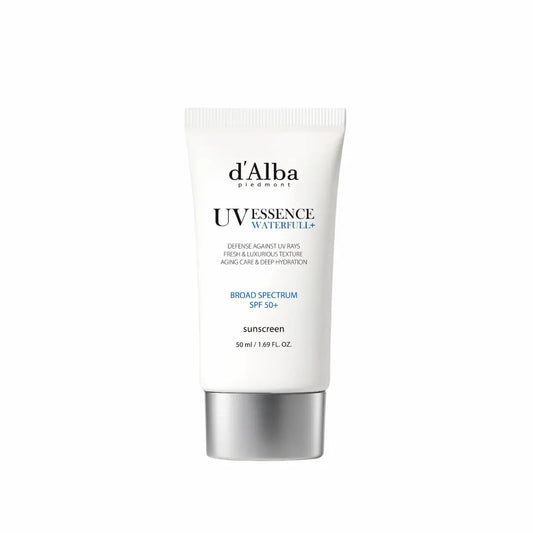 Front view of d’Alba White Truffle Waterfull Essence Sunscreen SPF 50+ bottle.koreanskincare