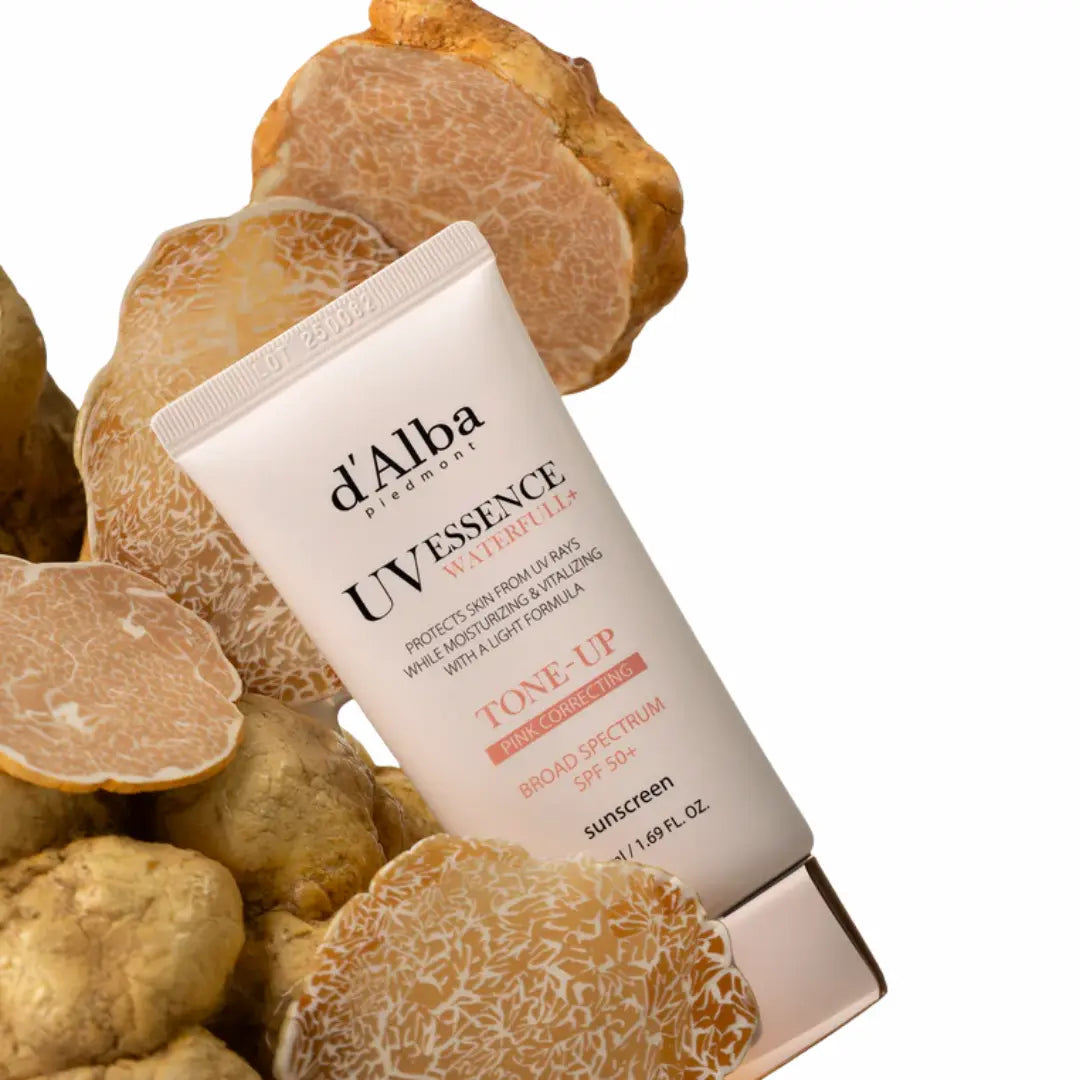 d’Alba White Truffle Waterfull Tone-Up Sunscreen SPF50+ back with full ingredient list and usage instructions